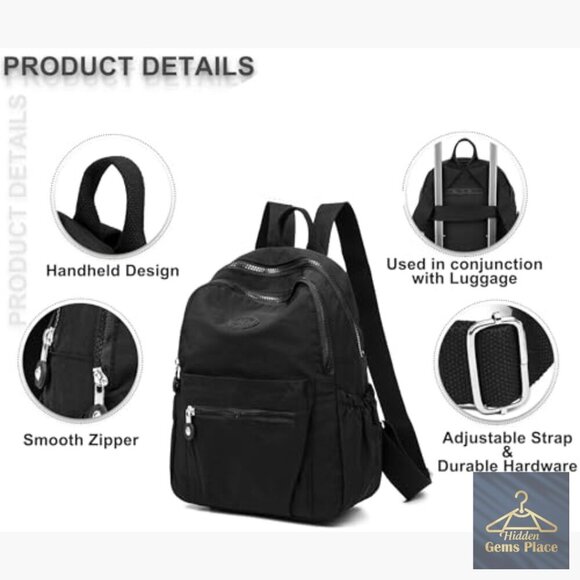 Mini Nylon Anti-Theft Backpack with Multiple Pockets for Women Travel main image 2
